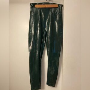 Spanx green patent leather leggings